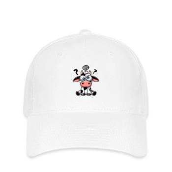 Süße verwirrte Kuh Cartoon lustig Clumsy  - Flexfit Cap - Weiß - Vorne