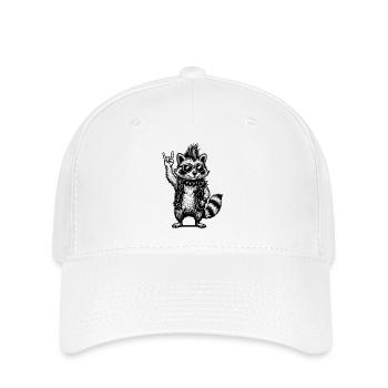 Rock Musique raton laveur Drôle Humour Idée cadeau - Casquette Flexfit - blanc - Devant