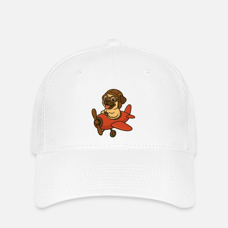 Cute dog on the plane - Flexfit Cap - white
