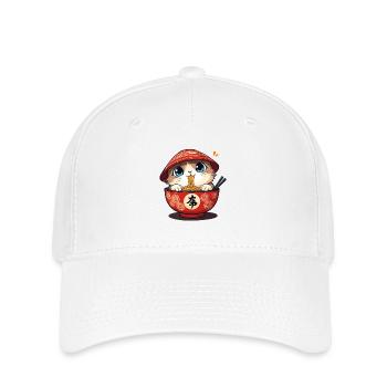 Japanese Ramen Eating Kitten - Flexfit Cap - white - Front