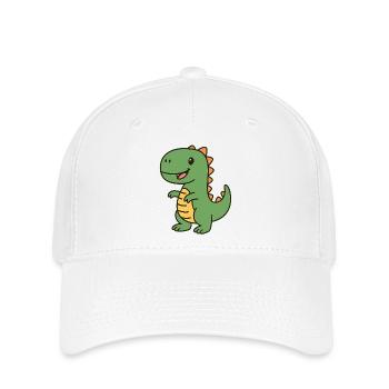 Cheerful Cartoon Dinosaur for Kids - Flexfit Cap - white - Front