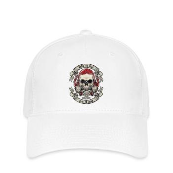 Motifs de moto de crâne avec flammes - Casquette Flexfit - blanc - Devant
