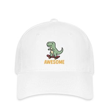 Casual dinosaur on skateboard - Flexfit Cap - white - Front