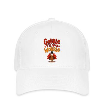 Gobble Til You Wobble - Thanksgiving Truthahn - Flexfit Cap - Weiß - Vorne
