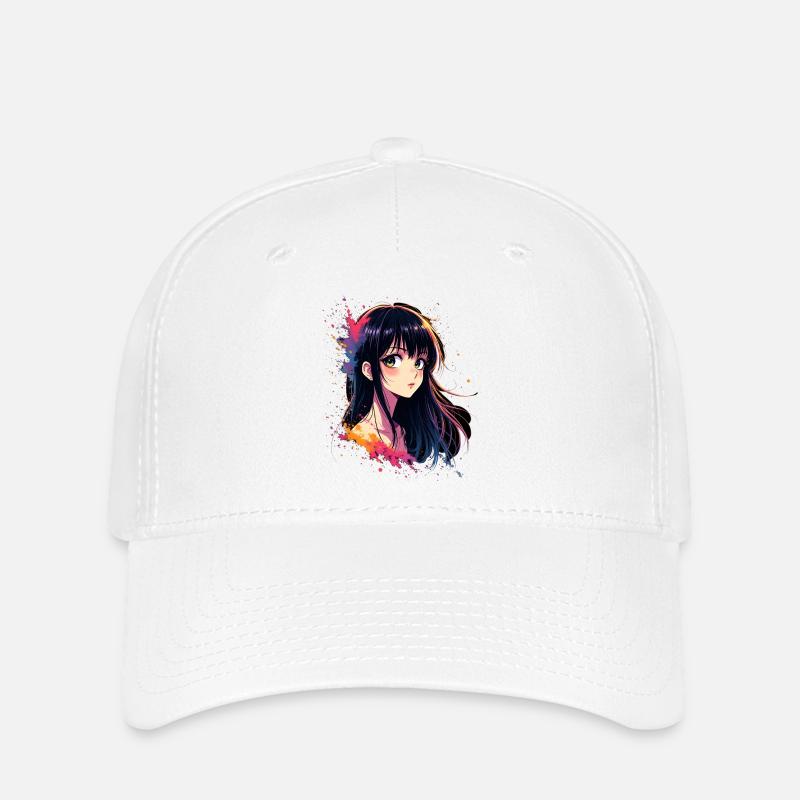 Anime-Girl mit Farbexplosion - Flexfit Cap - Weiß