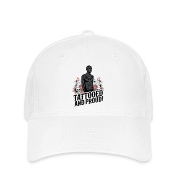 Tätowierter Rebell mit Blumen- und Totenkopf-Akzenten - Flexfit Cap - Weiß - Vorne