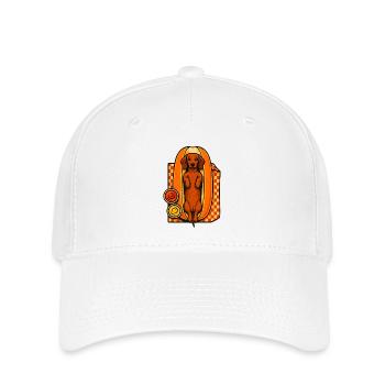 Dackel im Hotdog-Brötchen - Flexfit Cap - Weiß - Vorne