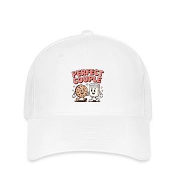 Couple parfait Cookie Lait Duo Dessin animé Art - Casquette Flexfit - blanc - Devant