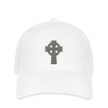 Keltisches Kreuz mit Knotenmuster - Flexfit Cap - Weiß - Vorne