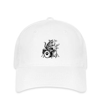 Trommeln Katze Musik Kunst Schlagzeuger Katze - Flexfit Cap - Weiß - Vorne