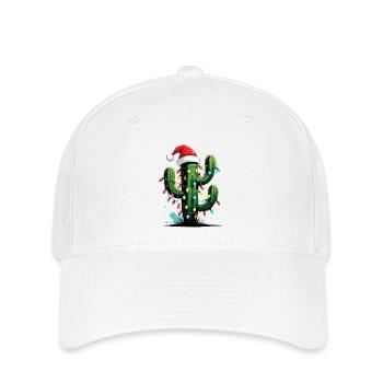Kaktus Weihnachten mit Lichtern - Flexfit Cap - Weiß - Vorne