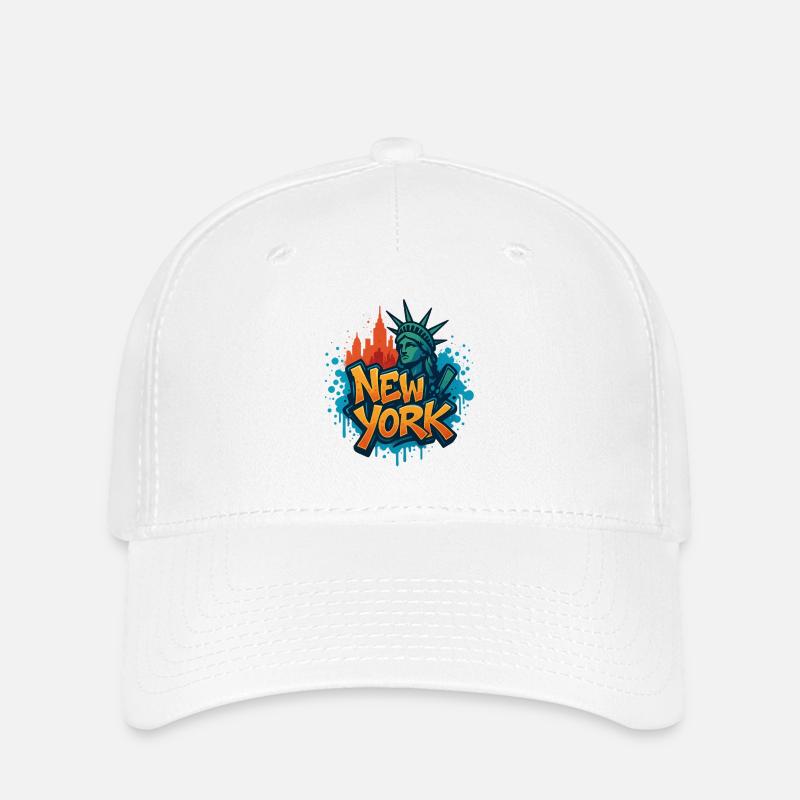 New York Graffiti Skyline - Flexfit Cap - Weiß