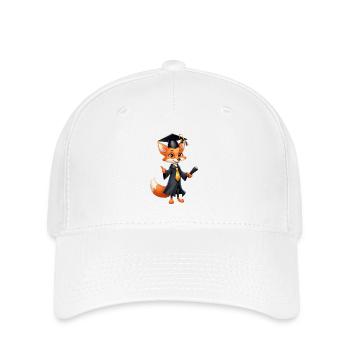 Abschlussfuchs mit Diplomhut - Flexfit Cap - Weiß - Vorne
