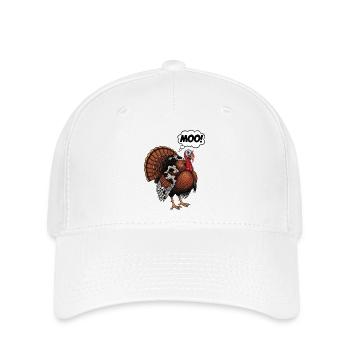 Turkey Moo Thanksgiving Noël - Casquette Flexfit - blanc - Devant