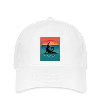 Yoga Cat – Un design décontracté pour les fans de chats - Casquette Flexfit - blanc - Devant