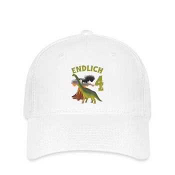 4 Year Old Birthday Boy Dino Volcano - Flexfit Cap - white - Front