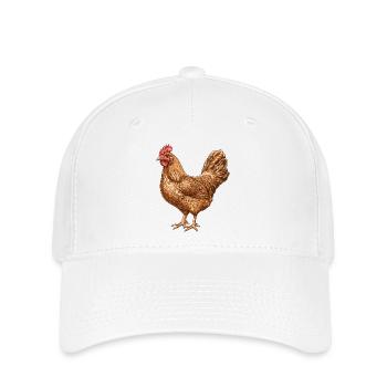 Chicken Illustration in Warm Feather Pattern - Flexfit Cap - white - Front