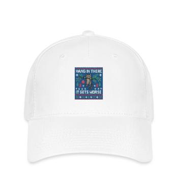 Festive Cat Hanging Meme, Funny Kitten - Flexfit Cap - white - Front