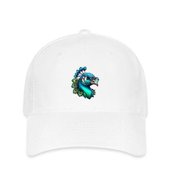 Blå påfuglemotiv Påfuglehjul Påfugleelskere - Flexfit Cap - hvid - Foran