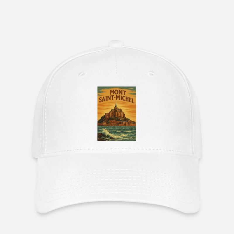 Illustration: Landschaft: Normandie: Bretagne, Frankreich - Flexfit Cap - Weiß