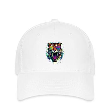 Säbelzahntiger Smilodon Raubkatze Säbelzahn Tiger - Flexfit Cap - Weiß - Vorne