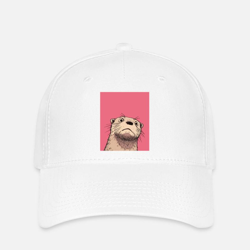 Judgmental Otter Illustration – Funny Animal Art D - Flexfit Cap - white