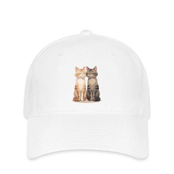 Two happy cat friends - Flexfit Cap - white - Front