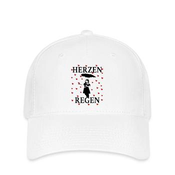 Heart Rain Girl Umbrella Romantic Love Art Design - Flexfit Cap - white - Front