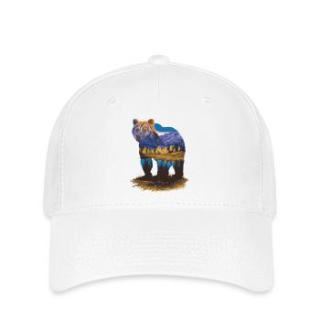 Wander Bear Mountains Lake Conception rétro de la nature - Casquette Flexfit - blanc - Devant