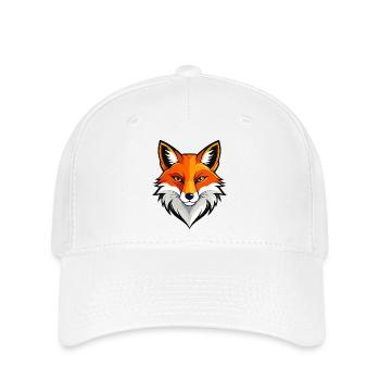 Kühner Fuchs Kopf Illustration Rotfuchskopf Motiv - Flexfit Cap - Weiß - Vorne