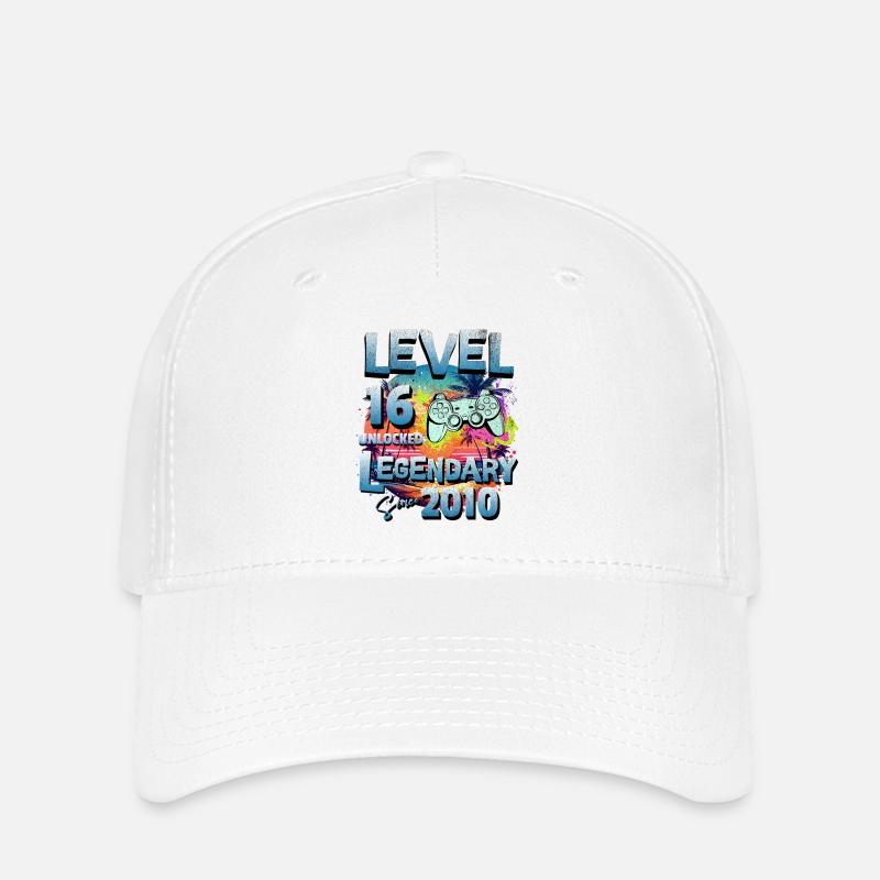 Level 16 Jahre Freigeschaltet seit 2010 Geburtstag - Flexfit Cap - Weiß