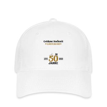 Golden Wedding Anniversary 2026 50th Wedding Anniversary Guestbook - Flexfit Cap - white - Front