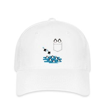 Penguin Jump Into The Water Pocket Design - Flexfit Cap - white - Front