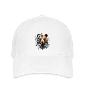 Bear with blue flower frame - Flexfit Cap - white - Front