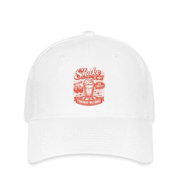 Erdbeer Milchshake 50er Jahre Retro Design - Flexfit Cap - Weiß - Vorne