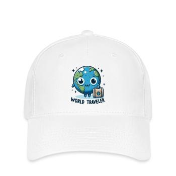 Weltkugel Abenteuer Cartoon - Flexfit Cap - Weiß - Vorne