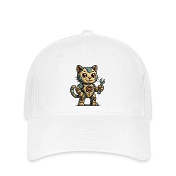 Héros mécanicien steampunk chat - Casquette Flexfit - blanc - Devant