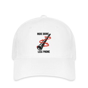 Plus de drones, moins de téléphone portable | Didgeridoo - Casquette Flexfit - blanc - Devant