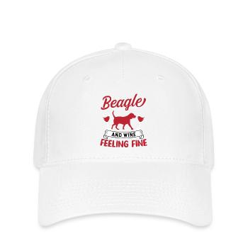 Beagle And Wine Feeling Fine Dog Lover Design - Flexfit Cap - Weiß - Vorne