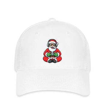 Père Noël joueur jouant à la manette de jeu vidéo - Casquette Flexfit - blanc - Devant
