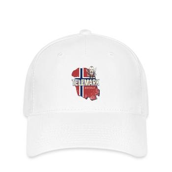 Telemark Norwegen Retro Provinz Landkarte Souvenir - Flexfit Cap - Weiß - Vorne