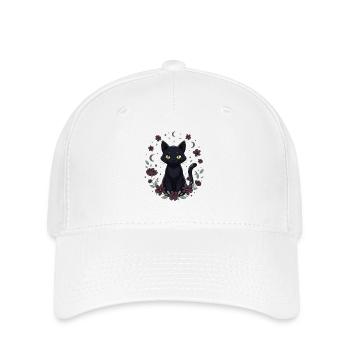 Mondnachtkatze Blumenkreis - Flexfit Cap - Weiß - Vorne