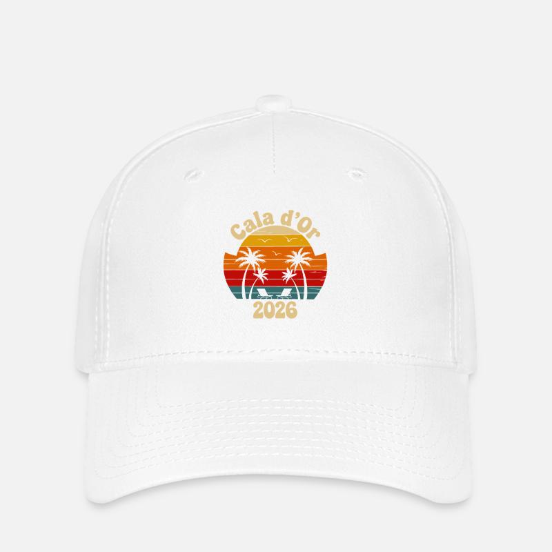 Cala d'or 2026 Retro Sonnenuntergang - Flexfit Cap - Weiß