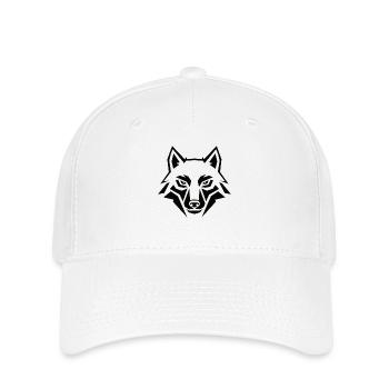 Geometrischer Wolf Kopf – Tribal Tier - Flexfit Cap - Weiß - Vorne