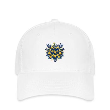 Blue Gold Flower Circle Pattern - Flexfit Cap - white - Front