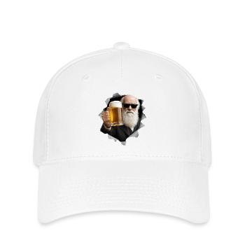 Charles Darwin tient une bière - Casquette Flexfit - blanc - Devant