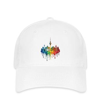 Berlin mit farbenfroh verlaufender Farbe - Flexfit Cap - Weiß - Vorne