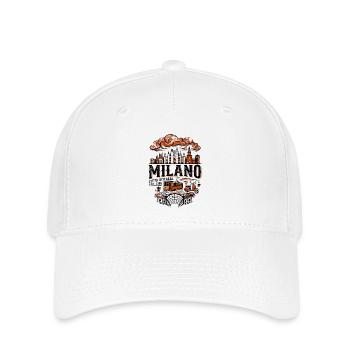 Milan Italy Skyline Landmark Illustration With - Flexfit Cap - Weiß - Vorne