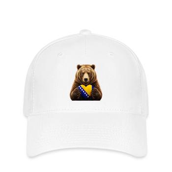 Bär mit Bosnischem Herz-Flagge - Flexfit Cap - Weiß - Vorne