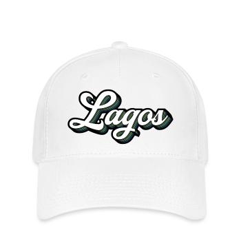 Lagos font with color stripes - Flexfit Cap - white - Front